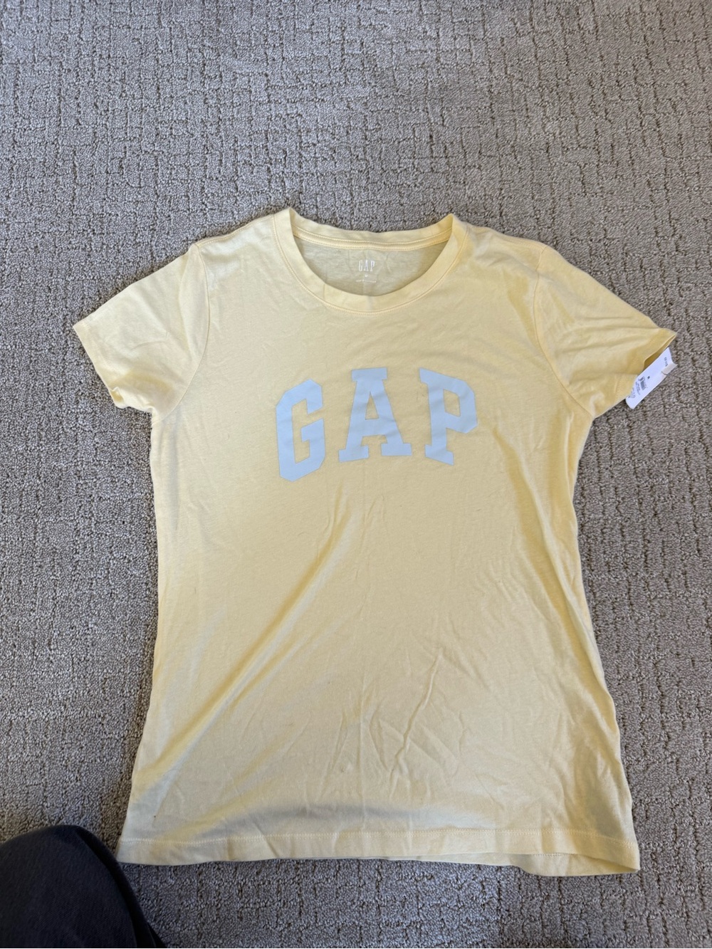 GAP Short Sleeve Logo Tee in Light Yellow with White Letters